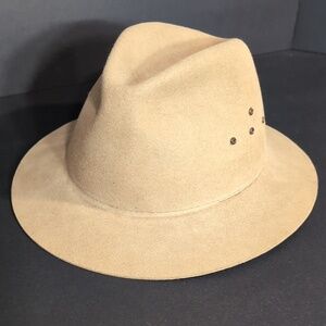 Dorian Mini safari Men's Full Brim Tan Felt Hat Size 6 7/8 56 cm.